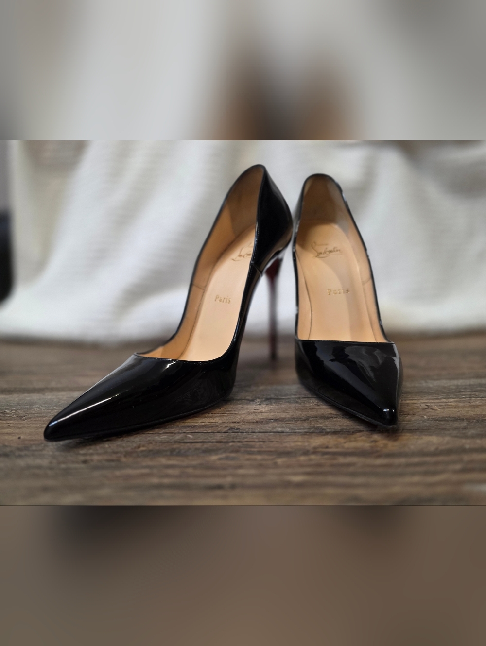 "So Kate 120" Christian Louboutin Black Patent Pointed Toe Stilettos 39.5